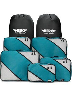 Packing Cubes Travel Organizer Set Luggage Storage Bags Ripstop Nylon 7 Piece